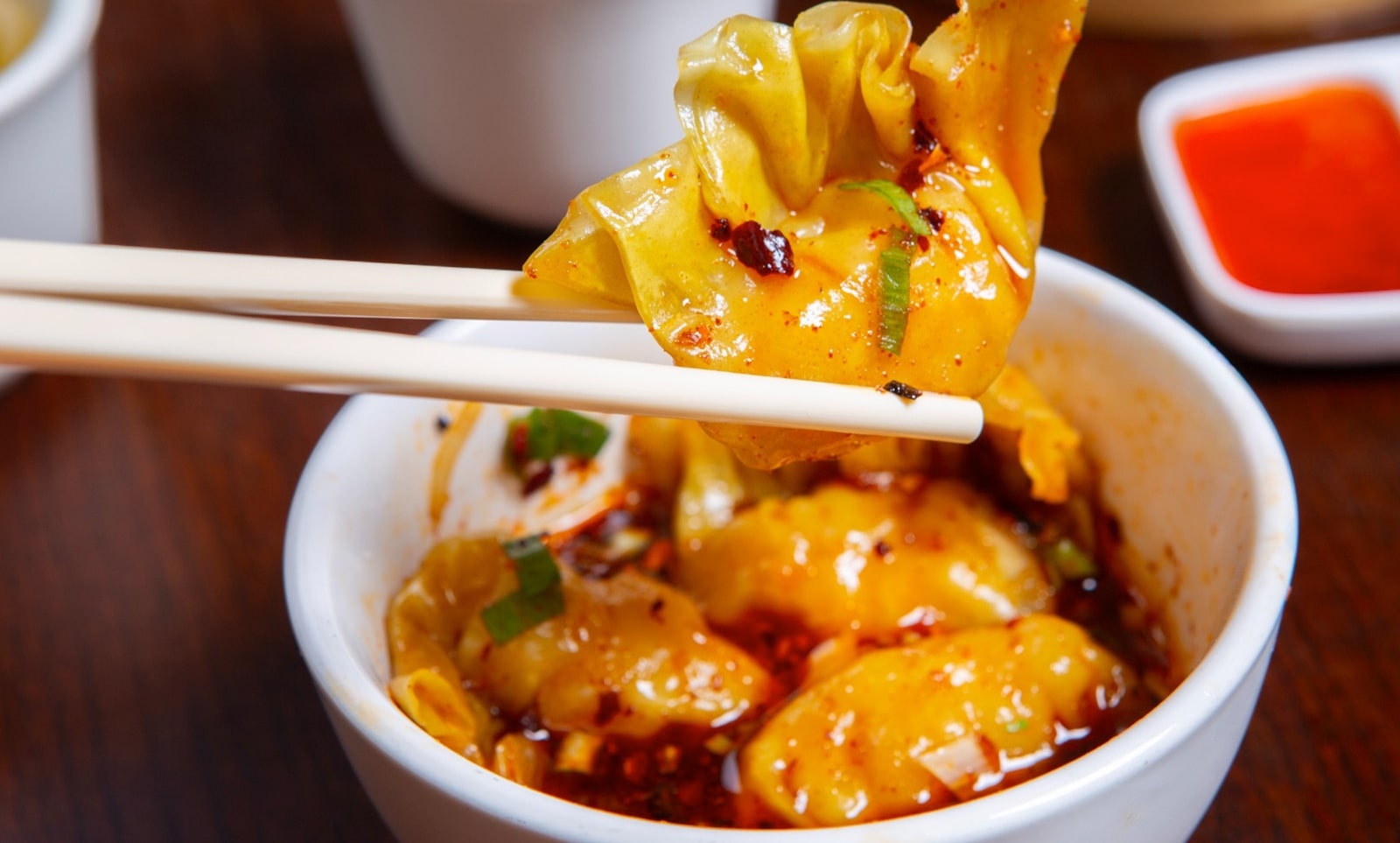 Spicy King Prawn Dumplings 鮮蝦 紅油水