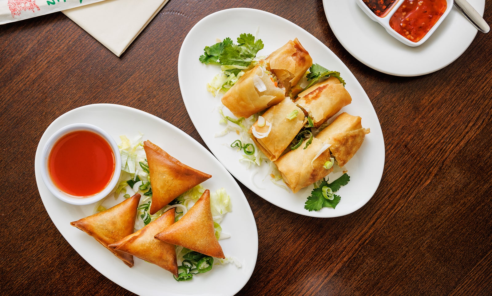 Deep Fried Vegetarian Spring Rolls and Curried Parcels 炸齋春卷 & 炸齋咖哩角